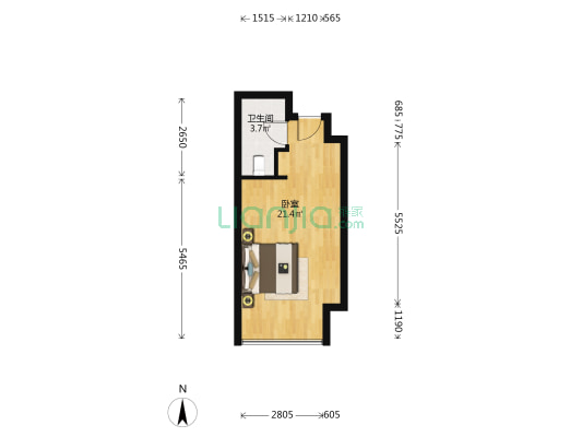 绿地山东国金中心（超高层+公寓） 1室0厅1卫 49平方