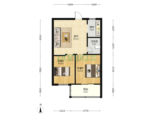 宏宙花园 2室1厅1卫 73平方