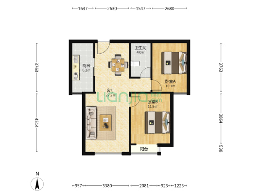 盛都时代广场 2室1厅1卫 81平方