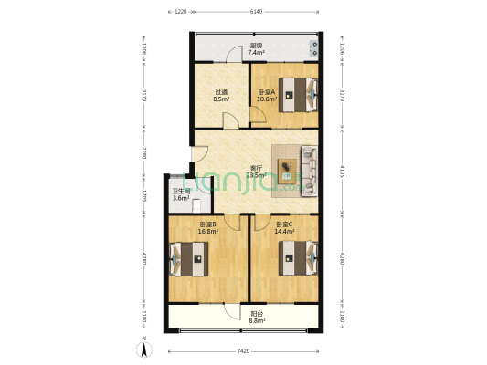 四明花园东区 3室1厅1卫 118平方