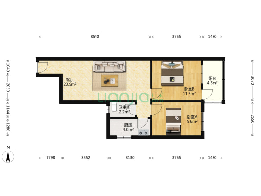 人民印刷厂宿舍 2室1厅1卫 66平方