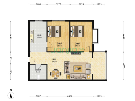 怡和園 2室1厅1卫 112平方