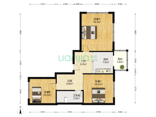 崇乐街 3室0厅1卫 92平方