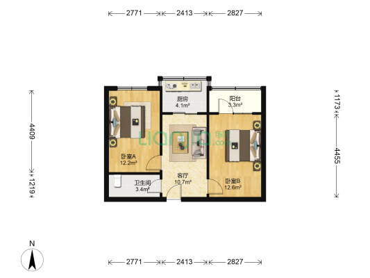 恒泰小区 2室1厅1卫 52平方