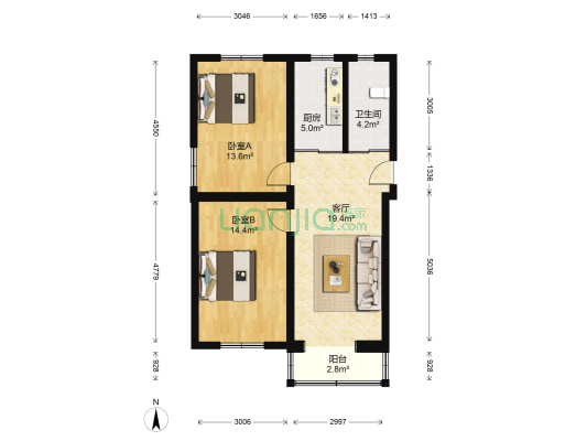 永安西里 2室1厅1卫 83平方