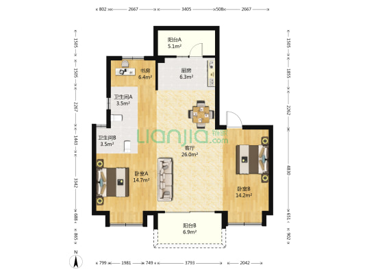 碧桂园碧玥府 3室1厅2卫 114平方