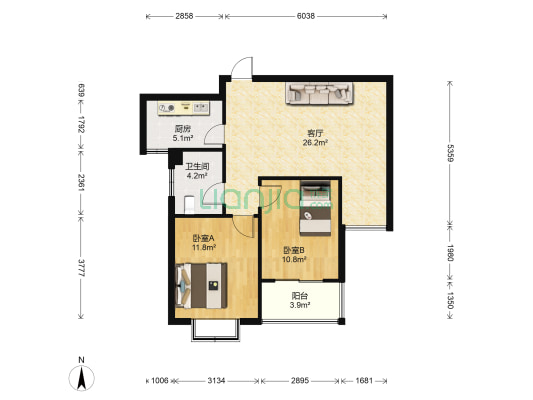 丽波苑 2室1厅1卫 81平方