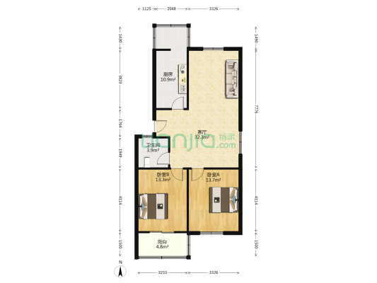 鑫德商住楼 2室1厅1卫 96平方