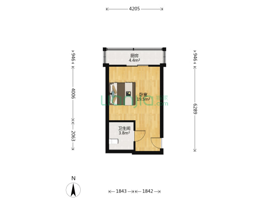 保险公司住宅小区 1室0厅1卫 34平方