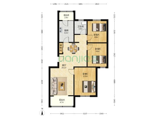 风雅花园金桂园 3室1厅1卫 99平方