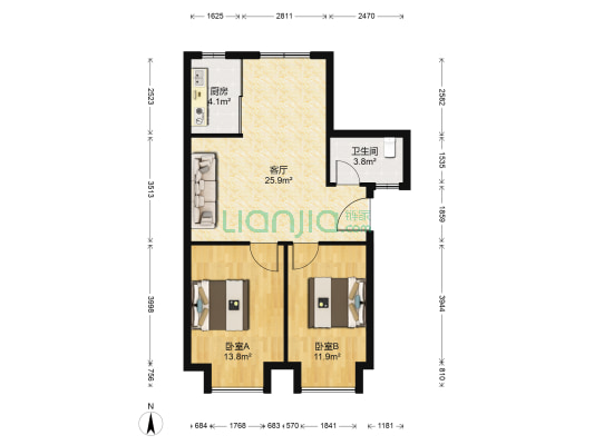 中房鸿蔚阁小区 2室1厅1卫 79平方