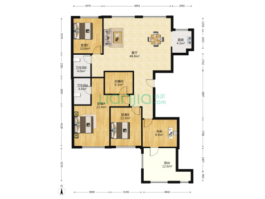 碧桂园·国际公馆 4室1厅2卫 166平方