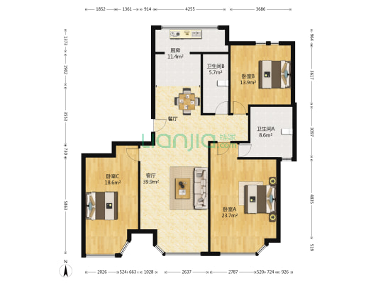 钜城臻品 3室1厅2卫 170平方
