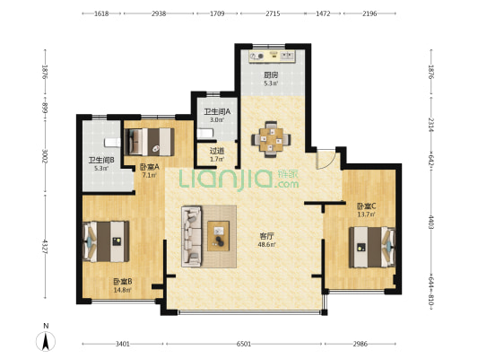 东亚·学苑春晓 3室1厅2卫 125平方