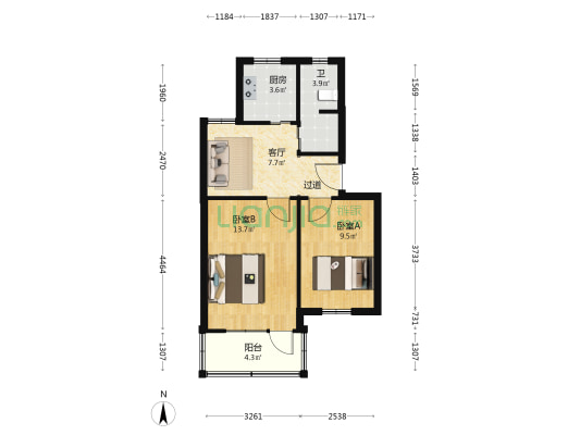 华山小区 2室1厅1卫 56平方