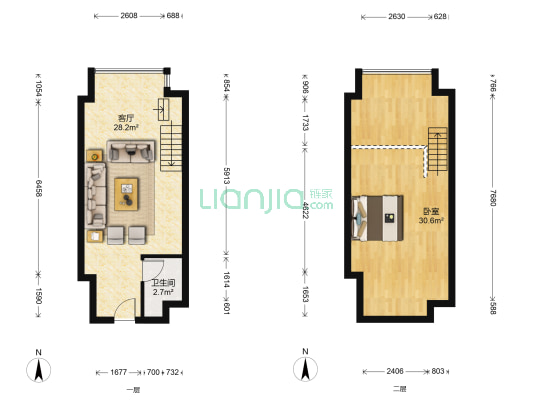 乐梦中心 1室1厅1卫 55平方