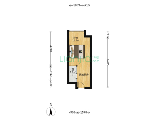万科都荟天地城D区 1室0厅1卫 27平方