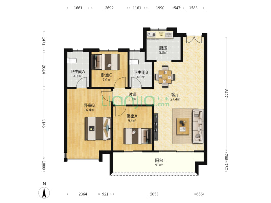富惠·鹿鸣湾 3室1厅2卫 118平方