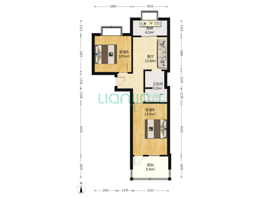 民生巷小区 2室1厅1卫 57平方