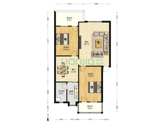 破塘90号 2室2厅1卫 106平方