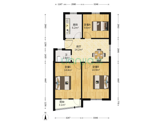 寿宁弄 3室1厅1卫 81平方
