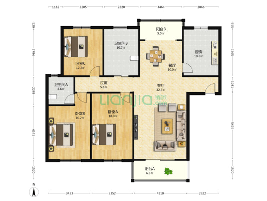 和谐家园(经开) 3室2厅2卫 159平方