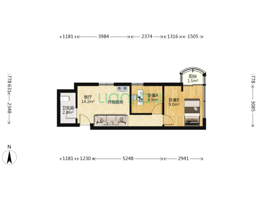 国展苑 2室1厅1卫 44平方
