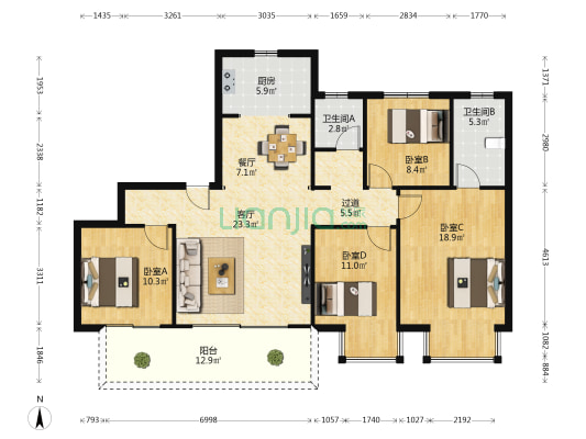 深石汉华柏翠湾 4室2厅2卫 143平方