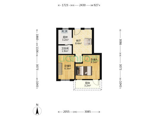 净慧路 2室1厅1卫 36平方