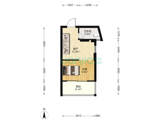 中庚书香大第南区 1室1厅1卫 39平方