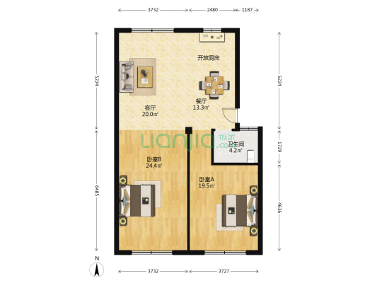 南方家园 2室2厅1卫 140平方