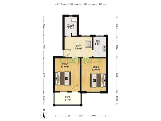 中兴路793弄小区 2室1厅1卫 57平方