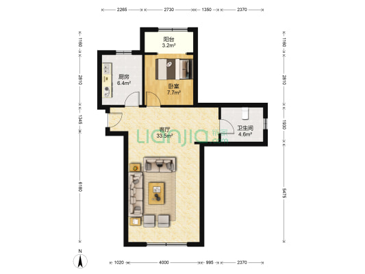 盛景铭都花园 1室1厅1卫 82平方