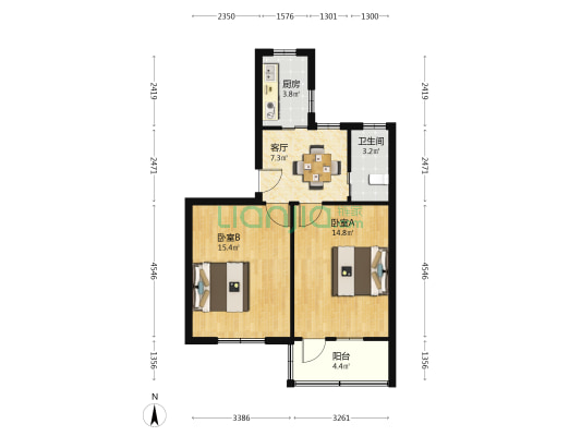 河东新村 2室1厅1卫 61平方