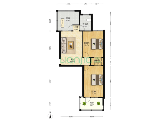 红军大街59号 2室1厅1卫 76平方