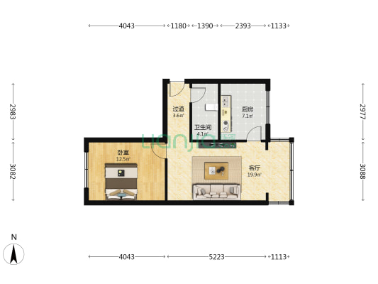 兰州副食品厂家属楼 1室1厅1卫 45平方