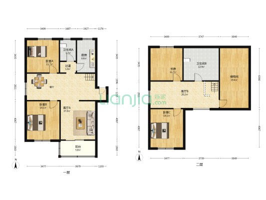 天都小区 4室2厅2卫 95平方