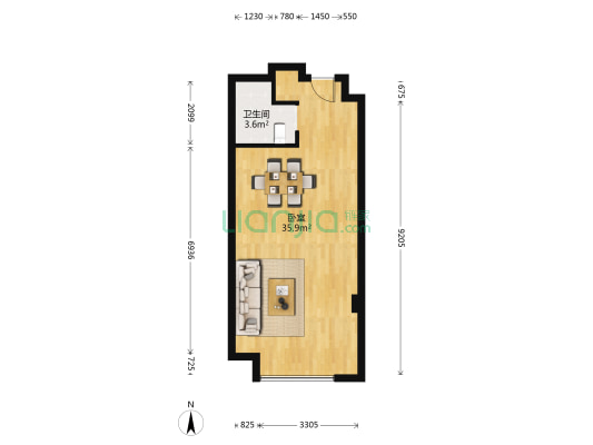 中南公馆 1室0厅1卫 55平方