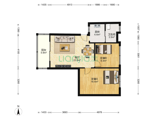 广东省输变电工程公司上村小区 2室1厅1卫 80平方
