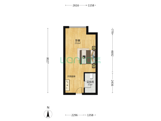 海伦堡星座 1室0厅1卫 45平方