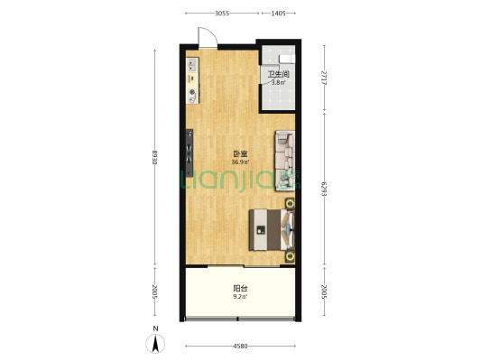 三亚丽禾温德姆产权酒店 1室0厅1卫 75平方