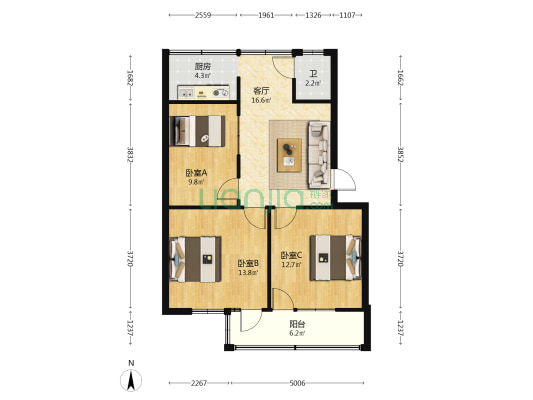 永乐路31号 3室1厅1卫 65平方