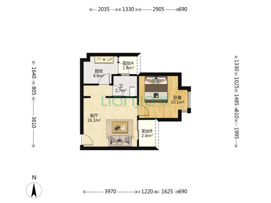 舜惠家园 1室1厅1卫 50平方