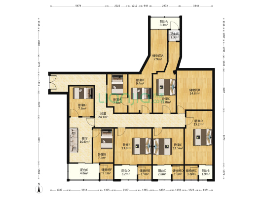 凯城花园 8室1厅1卫 180平方