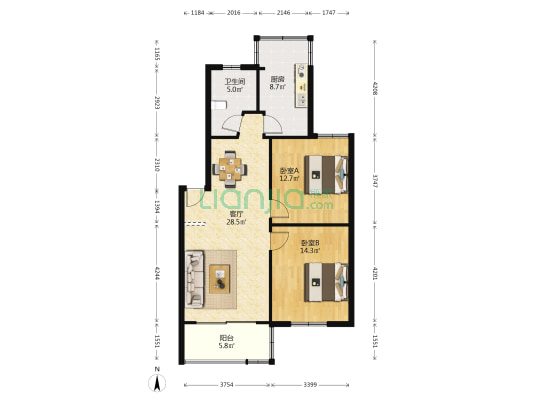 宁武公寓 2室1厅1卫 88平方