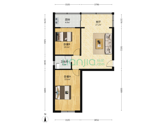 蔬菜公司家属院 2室1厅1卫 76平方