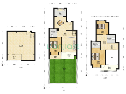 中锐琅石名筑 3室1厅3卫 189平方