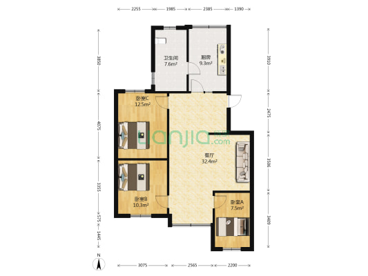 清溪路44号 3室1厅1卫 99平方