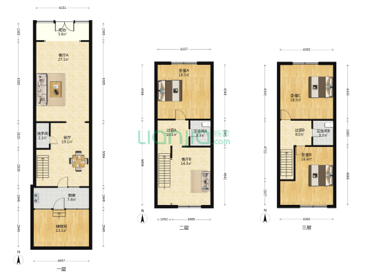 北京供电局仓库商住楼 3室3厅3卫 165平方