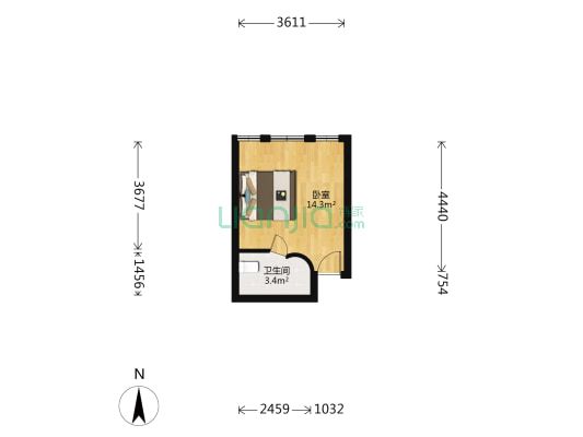 瑞城名座 1室0厅1卫 25平方